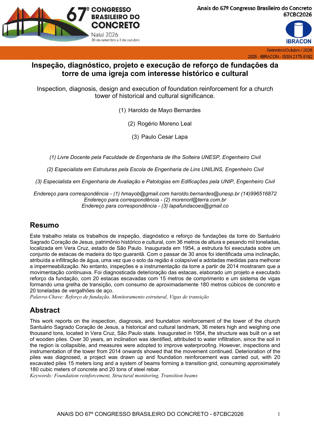 Capa do artigo tecnico